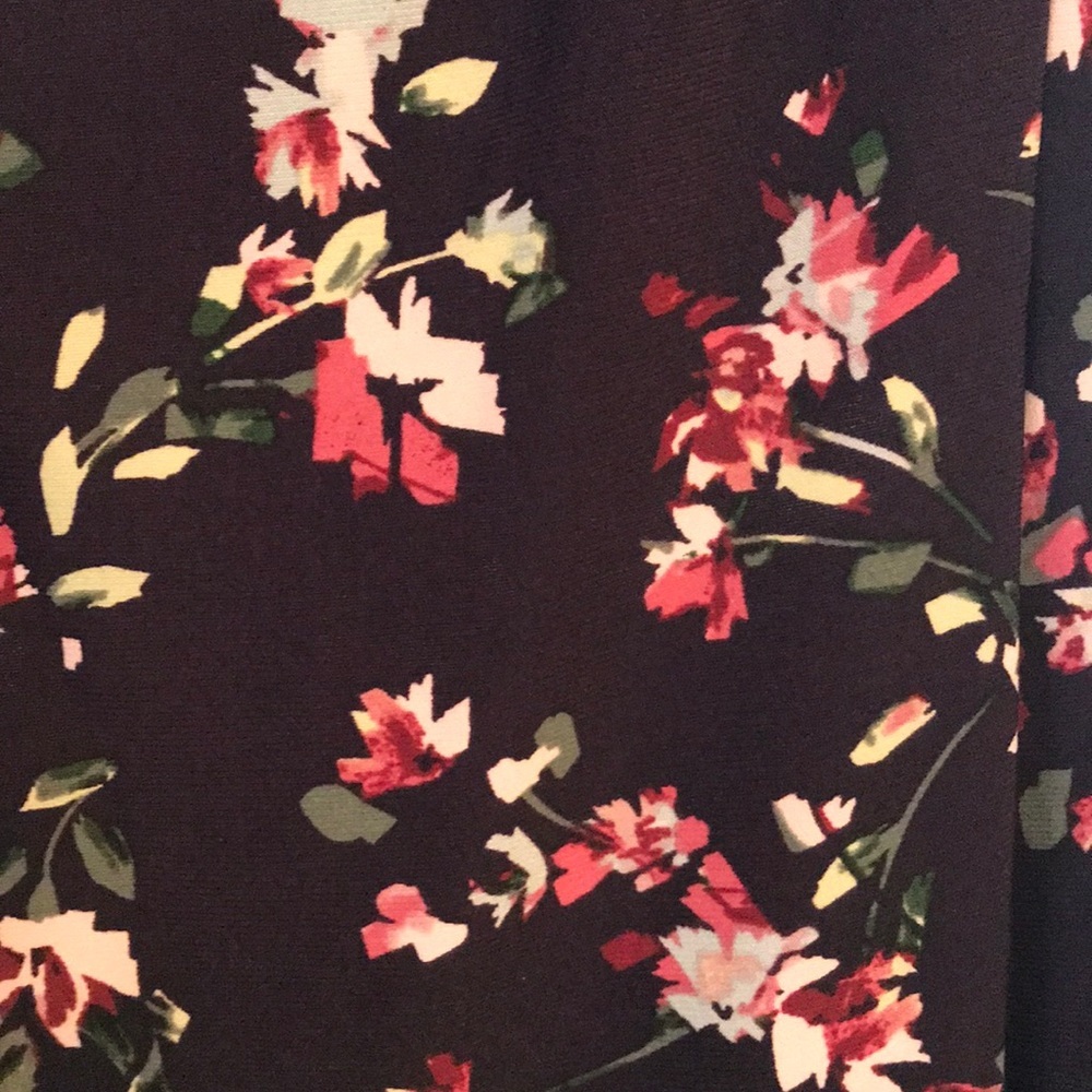 Chaps Large Maroon Floral Dress